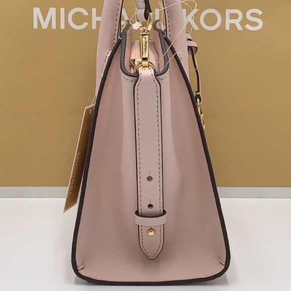 Michael Kors Avril Small Leather Top-Zip Satchel Powder Blush color - Picture 12 of 15